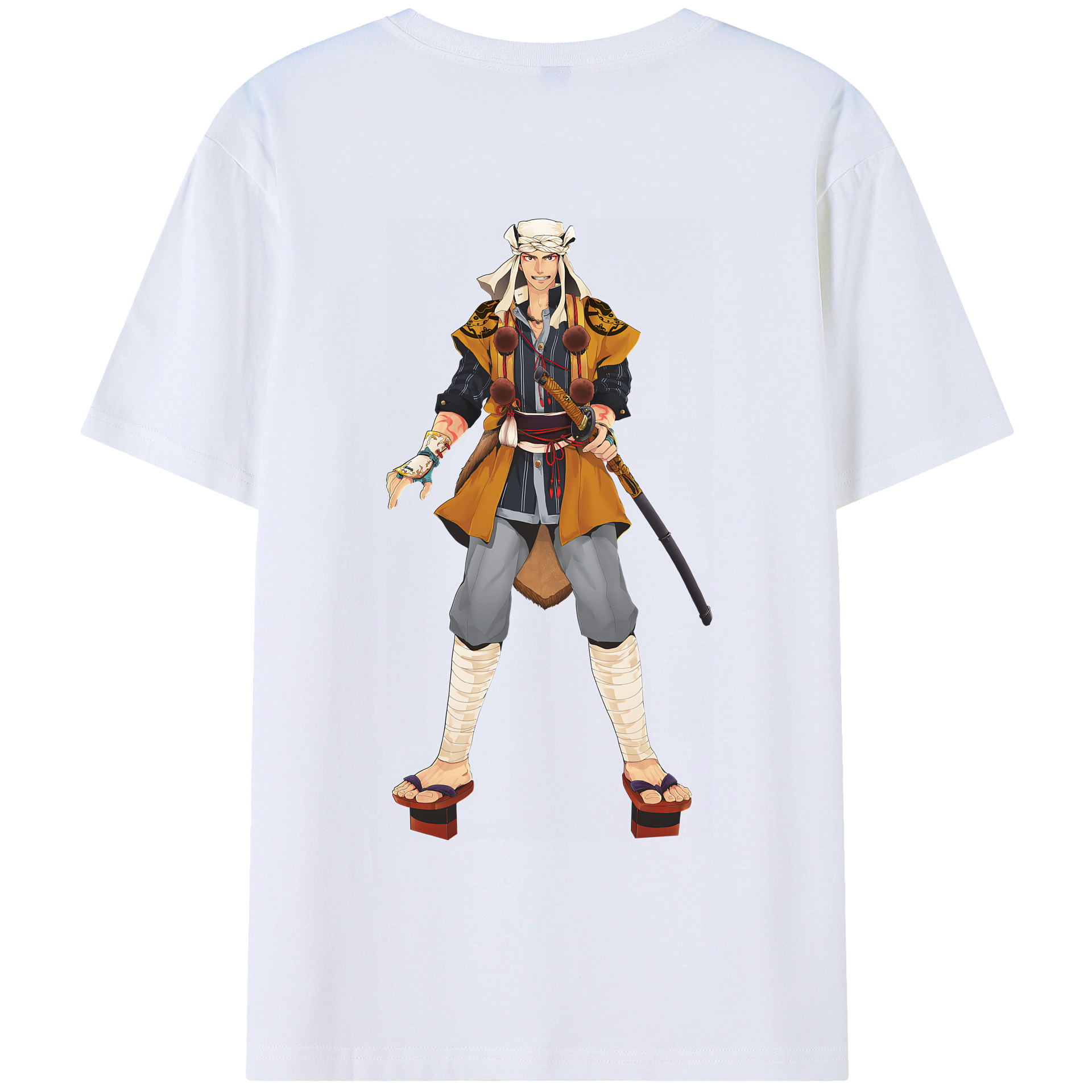 （画像用） 刀剣乱舞 Touken Ranbu 綿100％ メンズ半袖Tシャツ（バックプリント） 通気性