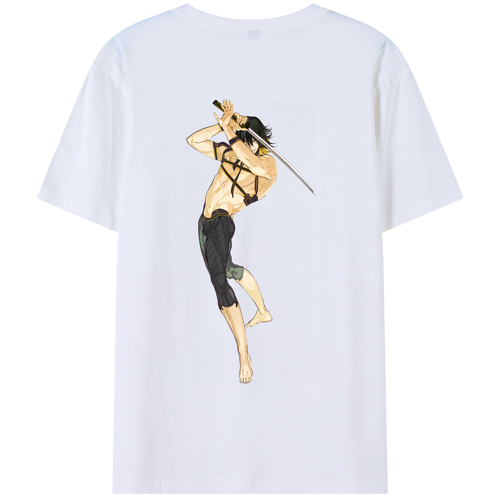 （画像用） 刀剣乱舞 Touken Ranbu 綿100％ メンズ半袖Tシャツ（バックプリント） 通気性