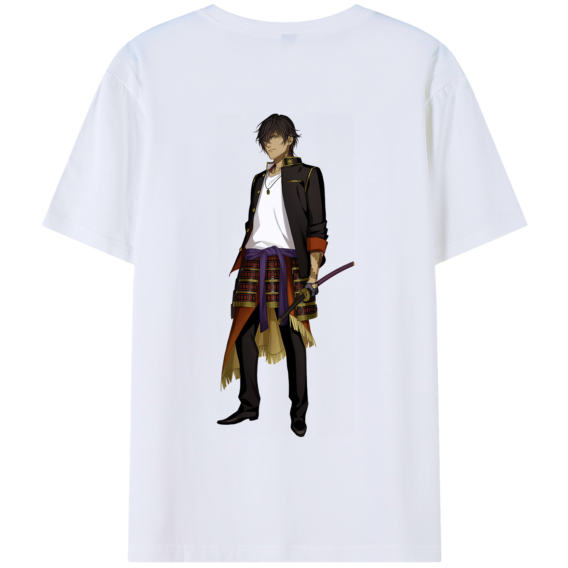 （画像用） 刀剣乱舞 Touken Ranbu 綿100％ メンズ半袖Tシャツ（バックプリント） 通気性