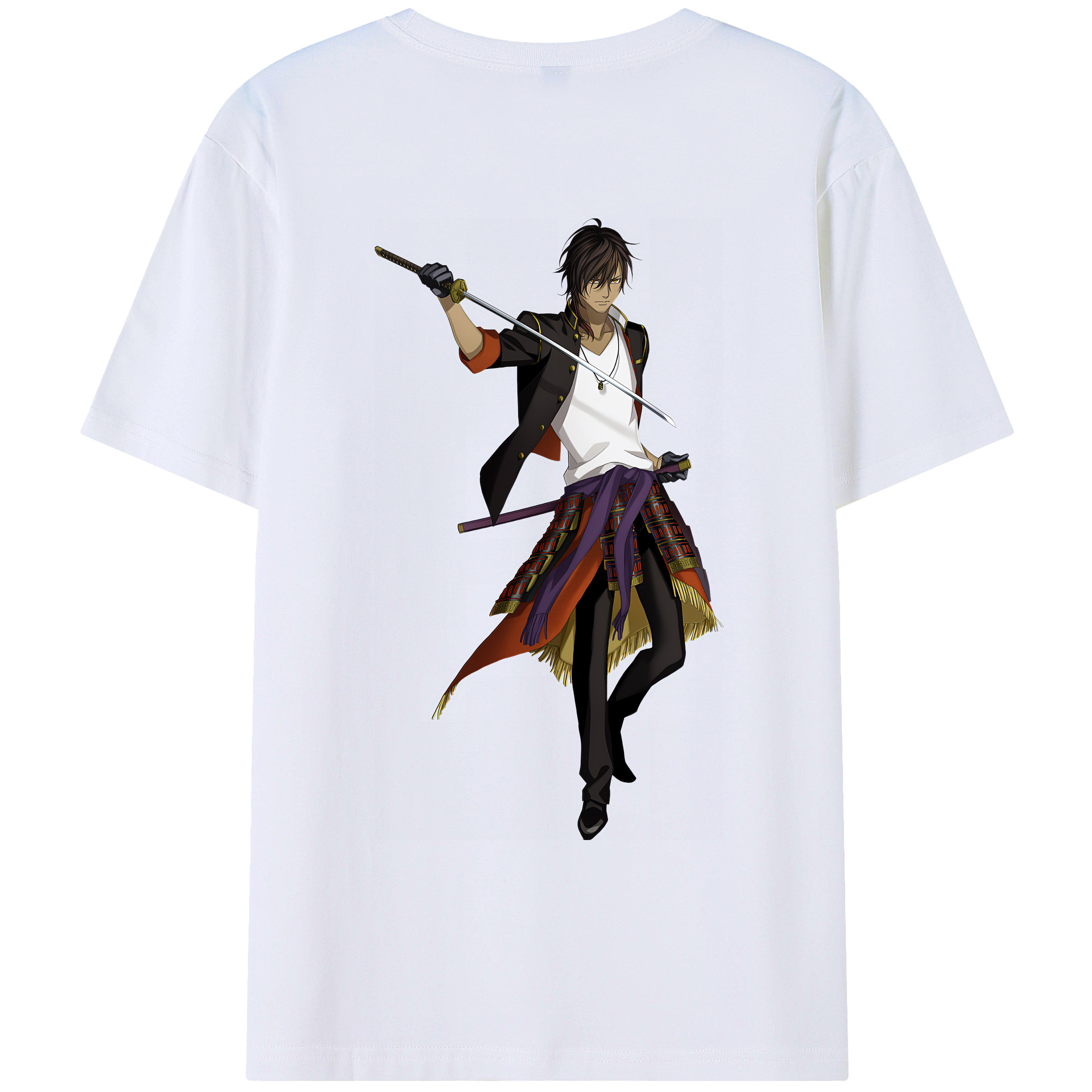（画像用） 刀剣乱舞 Touken Ranbu 綿100％ メンズ半袖Tシャツ（バックプリント） 通気性