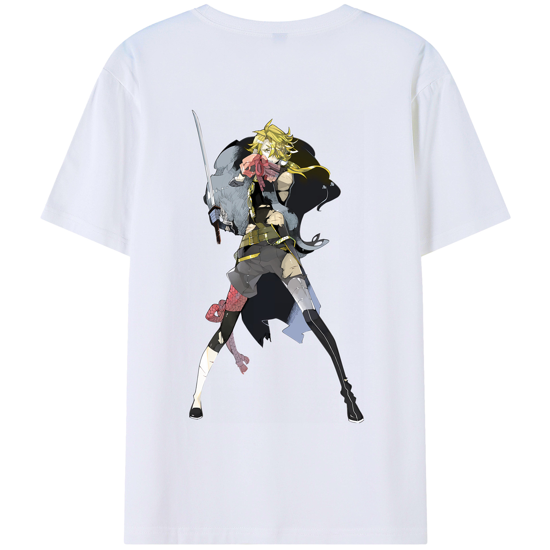 （画像用） 刀剣乱舞 Touken Ranbu 綿100％ メンズ半袖Tシャツ（バックプリント） 通気性