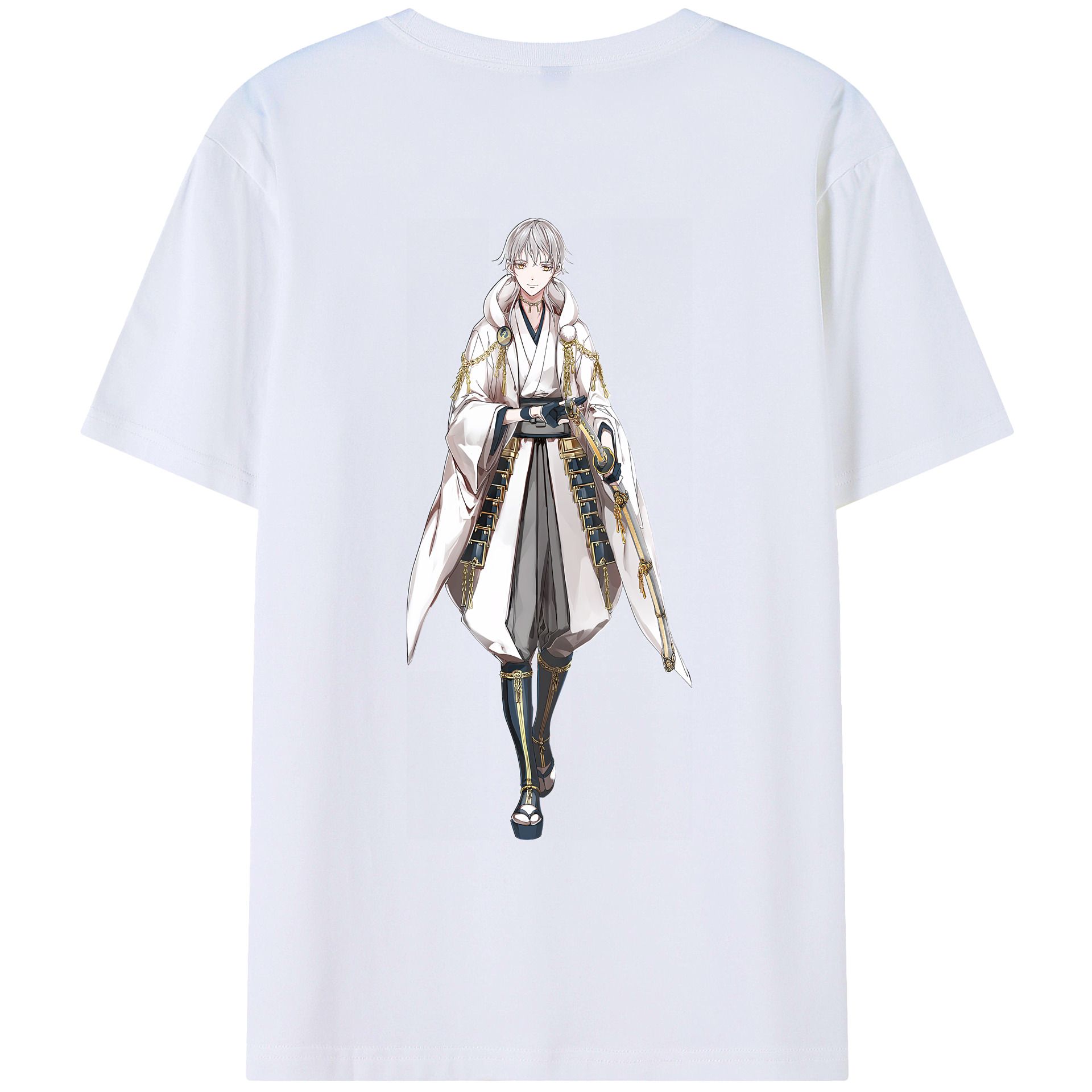 （画像用） 刀剣乱舞 Touken Ranbu 綿100％ メンズ半袖Tシャツ（バックプリント） 通気性