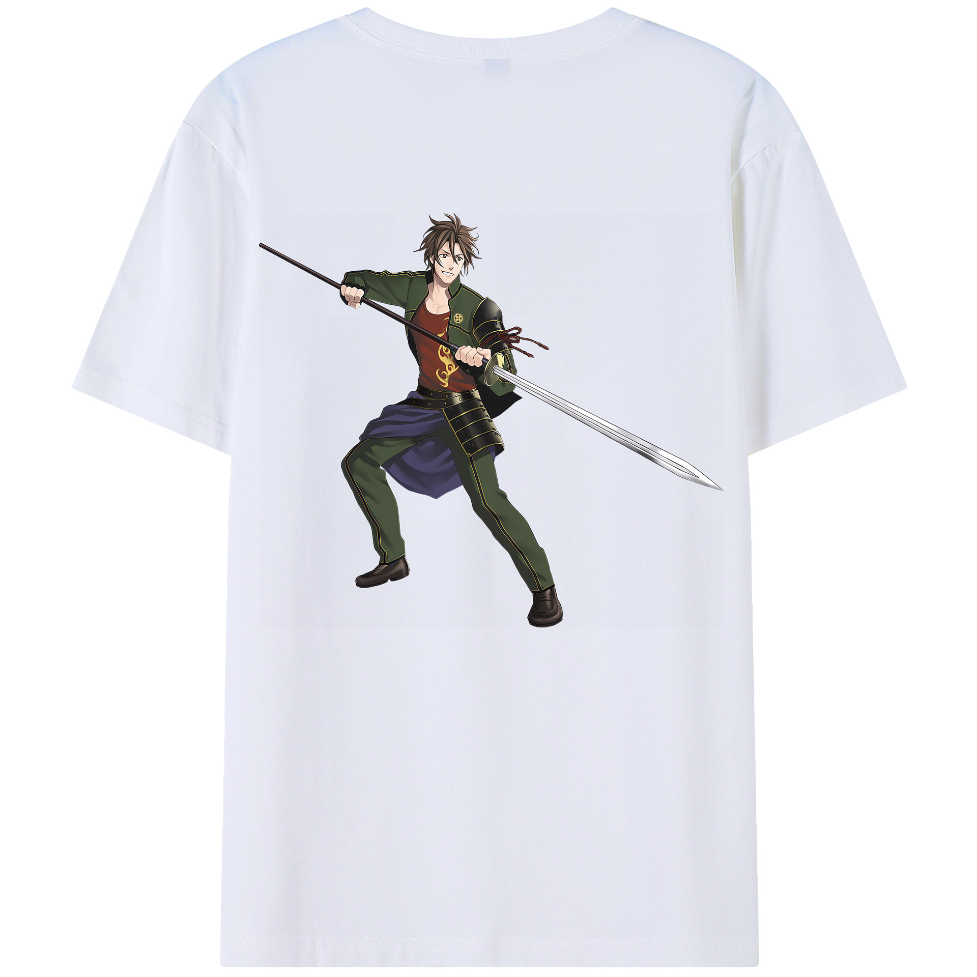 （画像用） 刀剣乱舞 Touken Ranbu 綿100％ メンズ半袖Tシャツ（バックプリント） 通気性