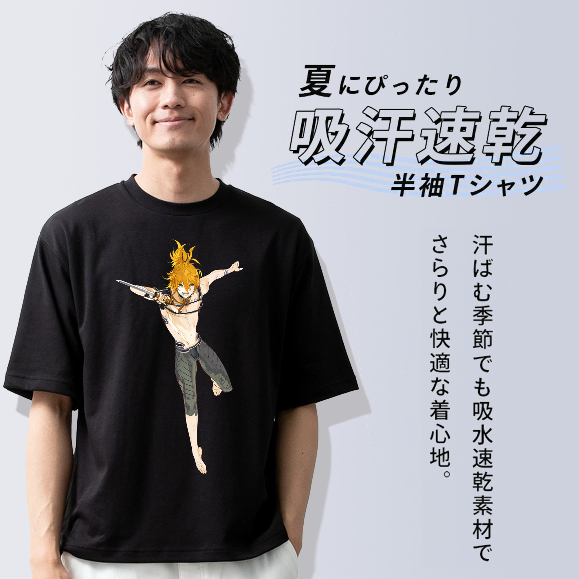 刀剣乱舞 Touken Ranbu 綿100％ メンズ半袖Tシャツ｜肌触りやわらか＆通気性