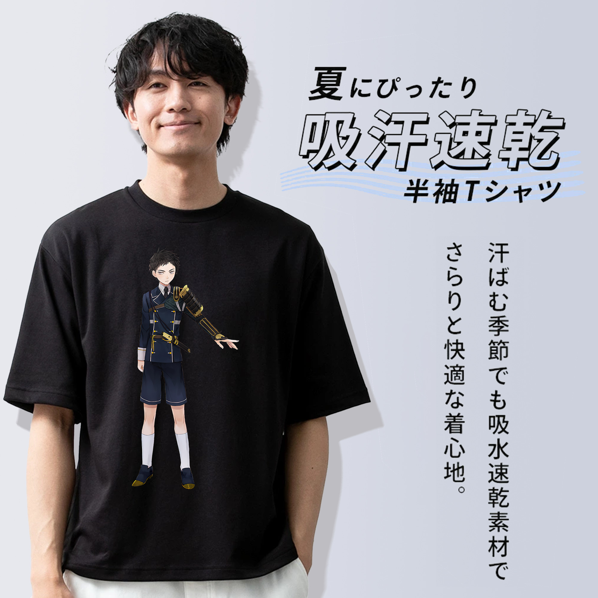 刀剣乱舞 Touken Ranbu 綿100％ メンズ半袖Tシャツ｜肌触りやわらか＆通気性