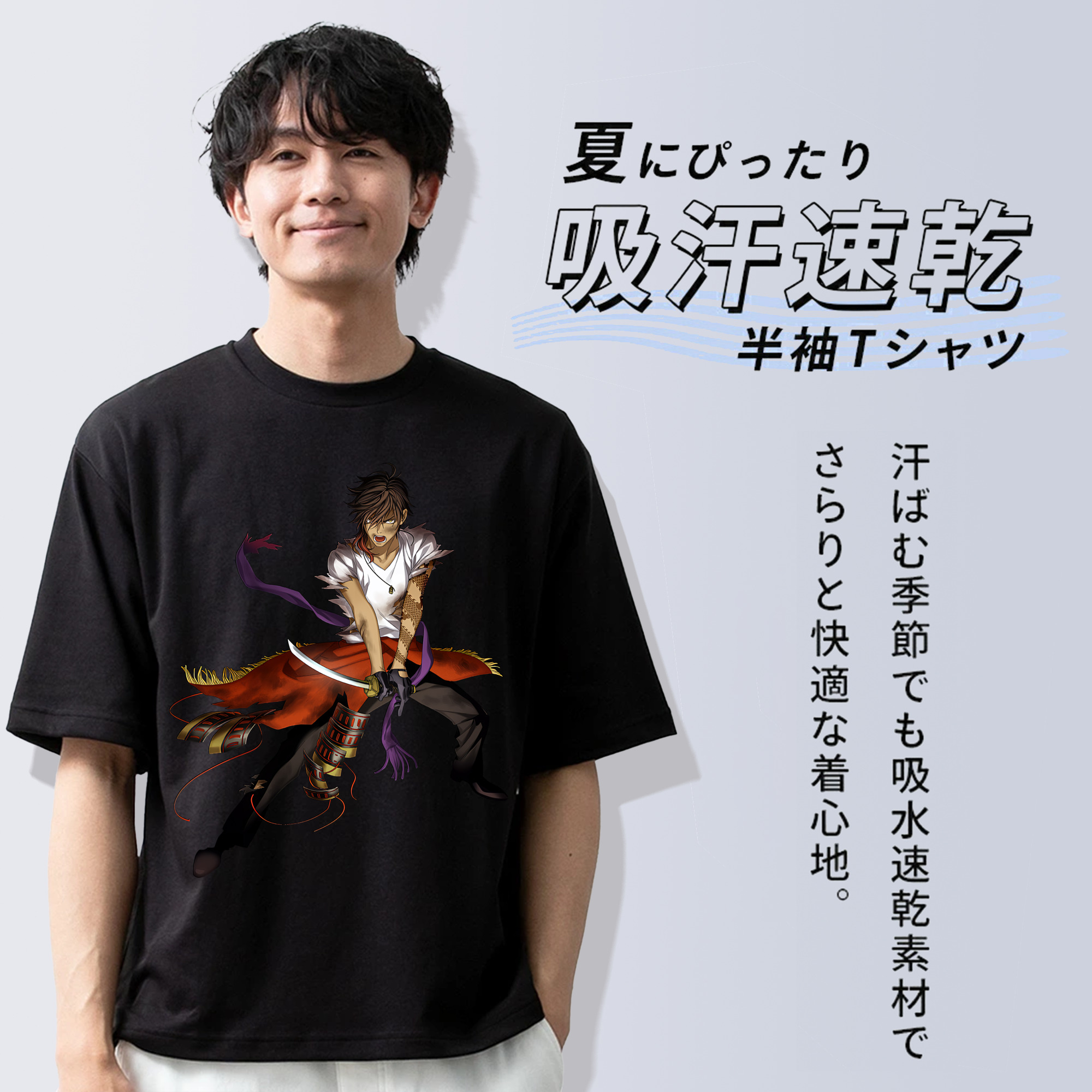 刀剣乱舞 Touken Ranbu 綿100％ メンズ半袖Tシャツ｜肌触りやわらか＆通気性