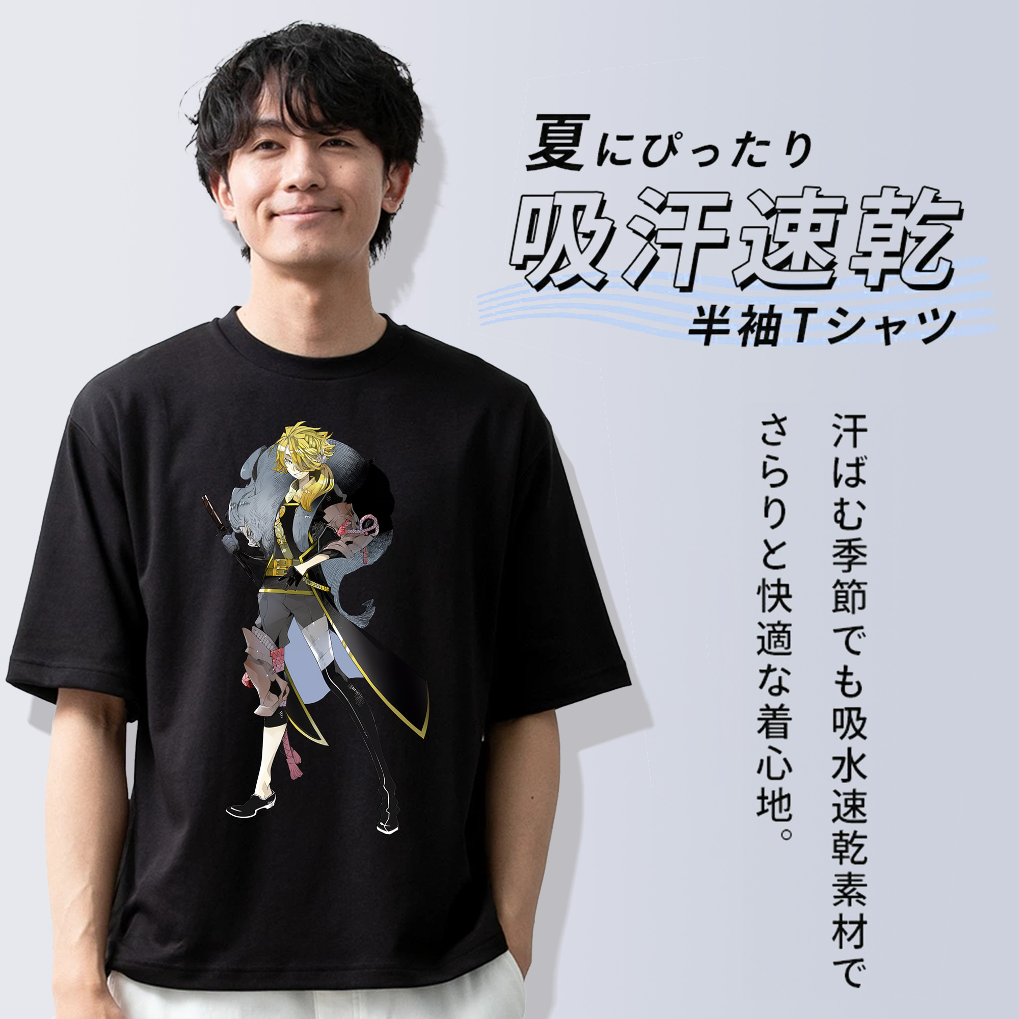 刀剣乱舞 Touken Ranbu 綿100％ メンズ半袖Tシャツ｜肌触りやわらか＆通気性