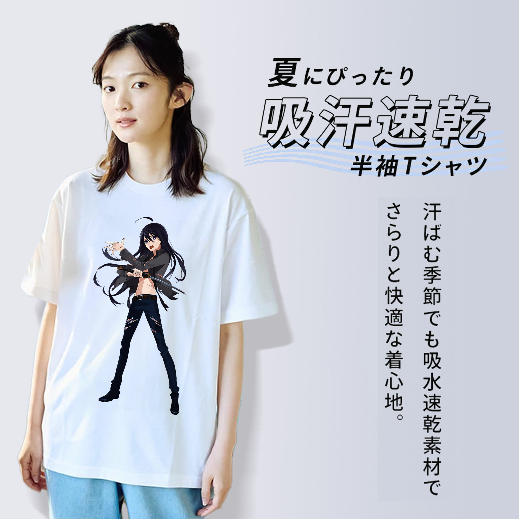 刀剣乱舞 Touken Ranbu レディースカジュアルプリントTシャツ（綿100％）