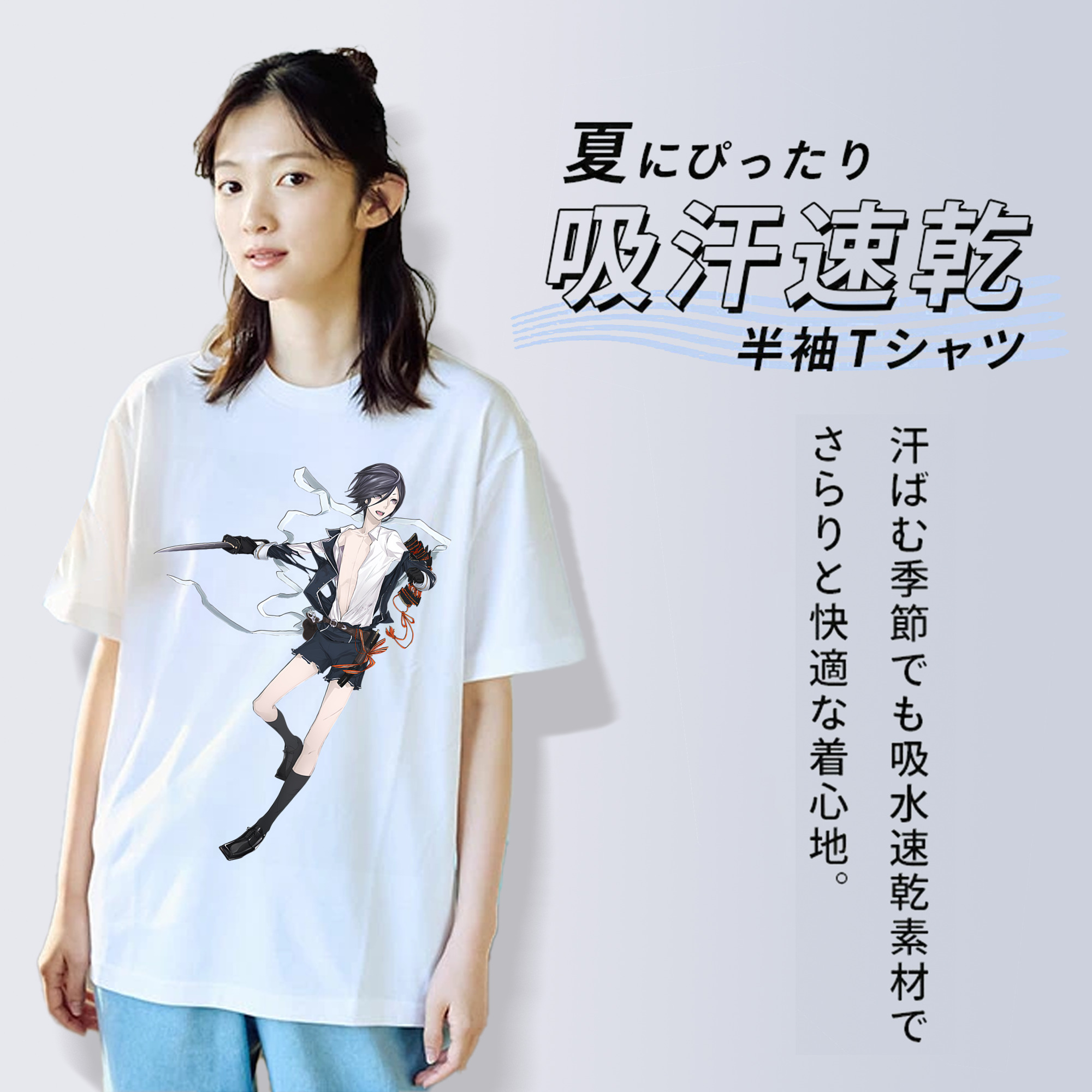 刀剣乱舞 Touken Ranbu レディースカジュアルプリントTシャツ（綿100％）