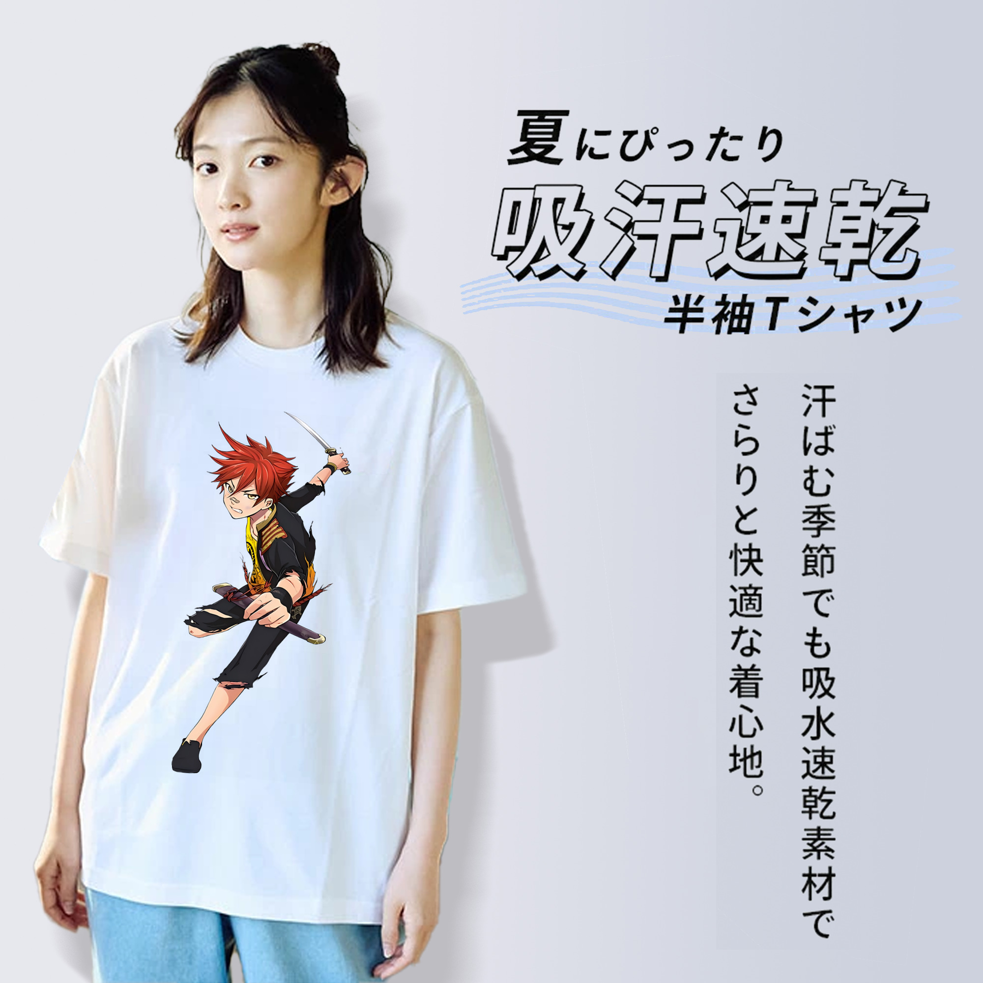 刀剣乱舞 Touken Ranbu レディースカジュアルプリントTシャツ（綿100％）