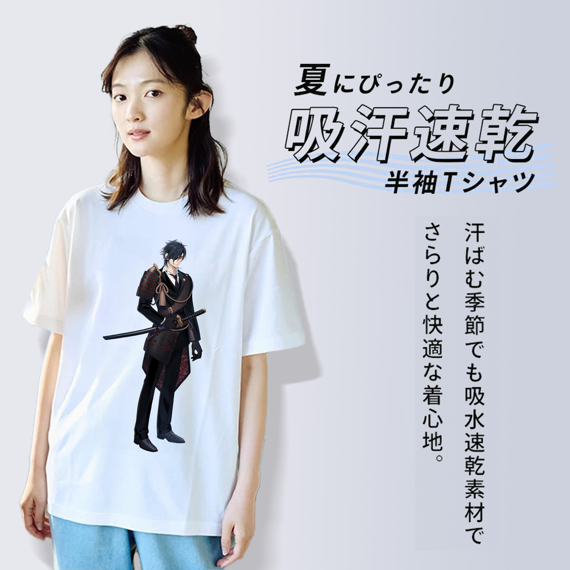 刀剣乱舞 Touken Ranbu レディースカジュアルプリントTシャツ（綿100％）