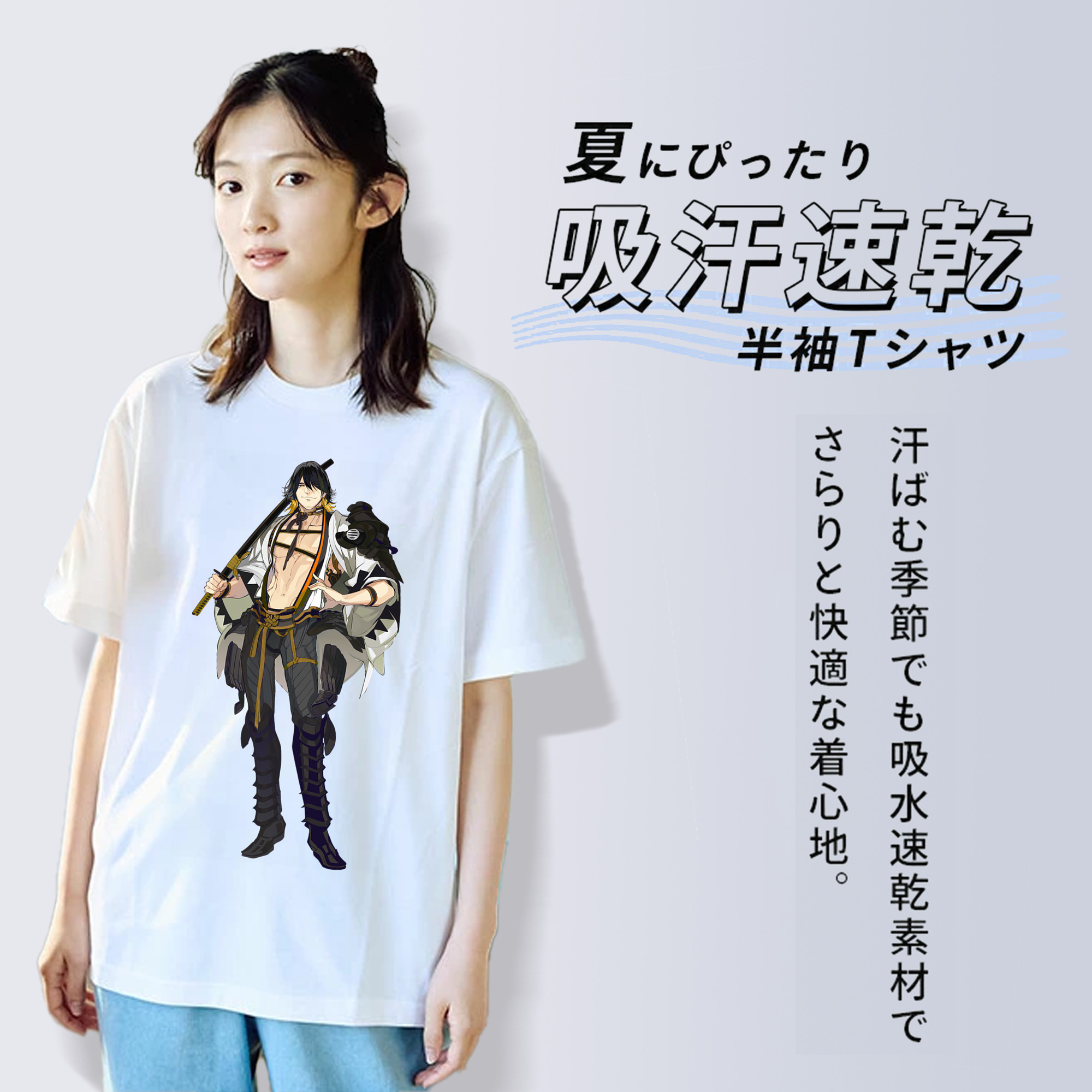 刀剣乱舞 Touken Ranbu レディースカジュアルプリントTシャツ（綿100％）