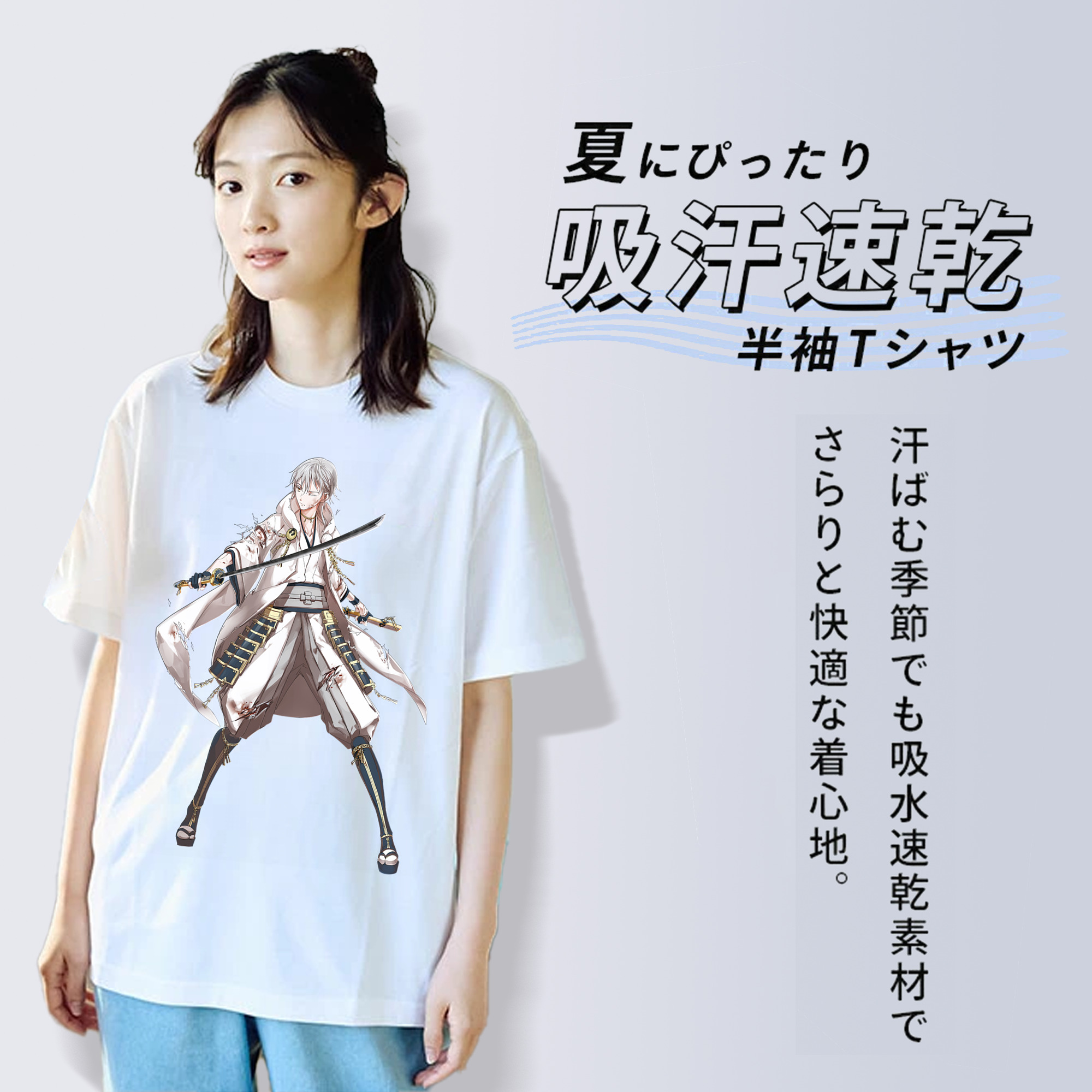 刀剣乱舞 Touken Ranbu レディースカジュアルプリントTシャツ（綿100％）