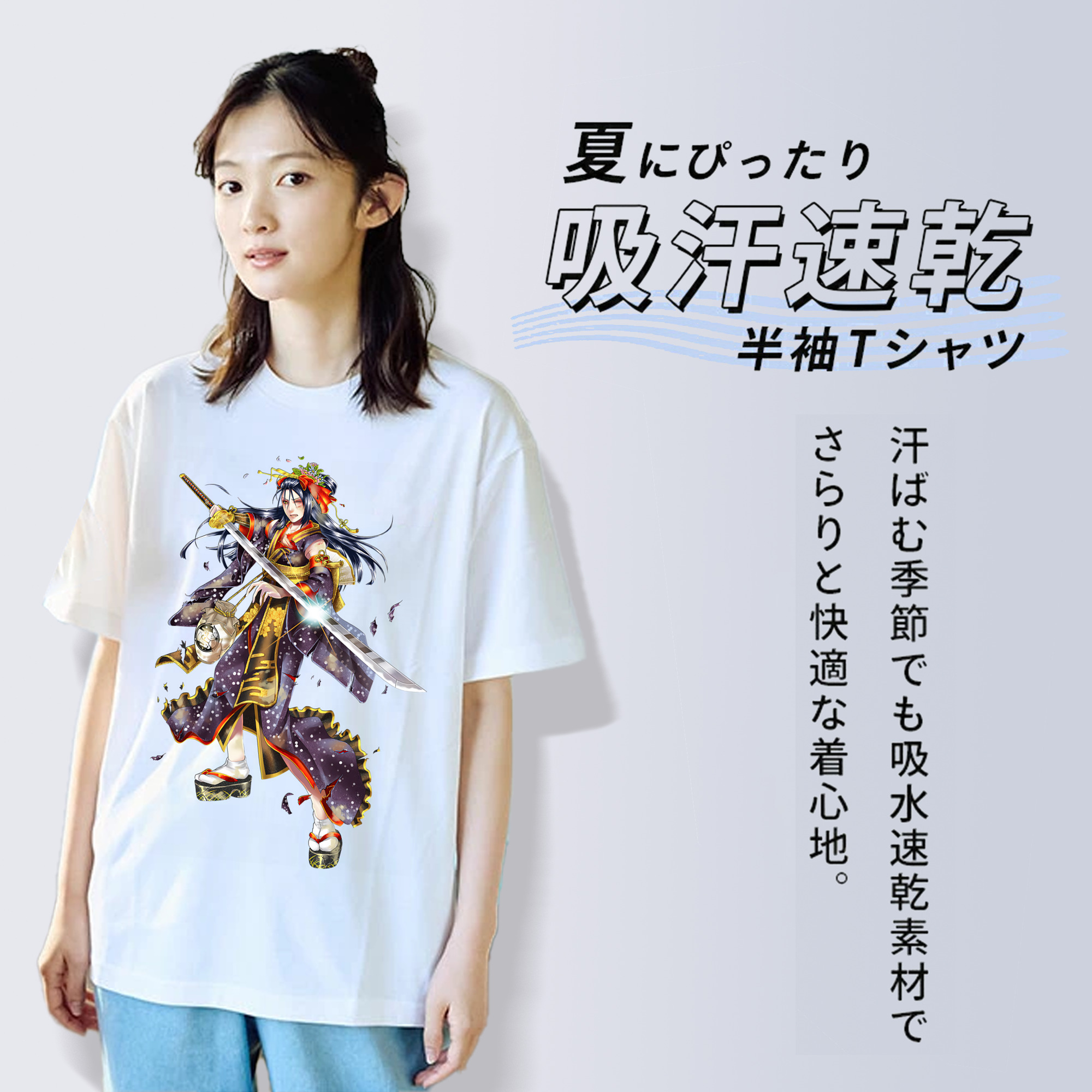 刀剣乱舞 Touken Ranbu レディースカジュアルプリントTシャツ（綿100％）
