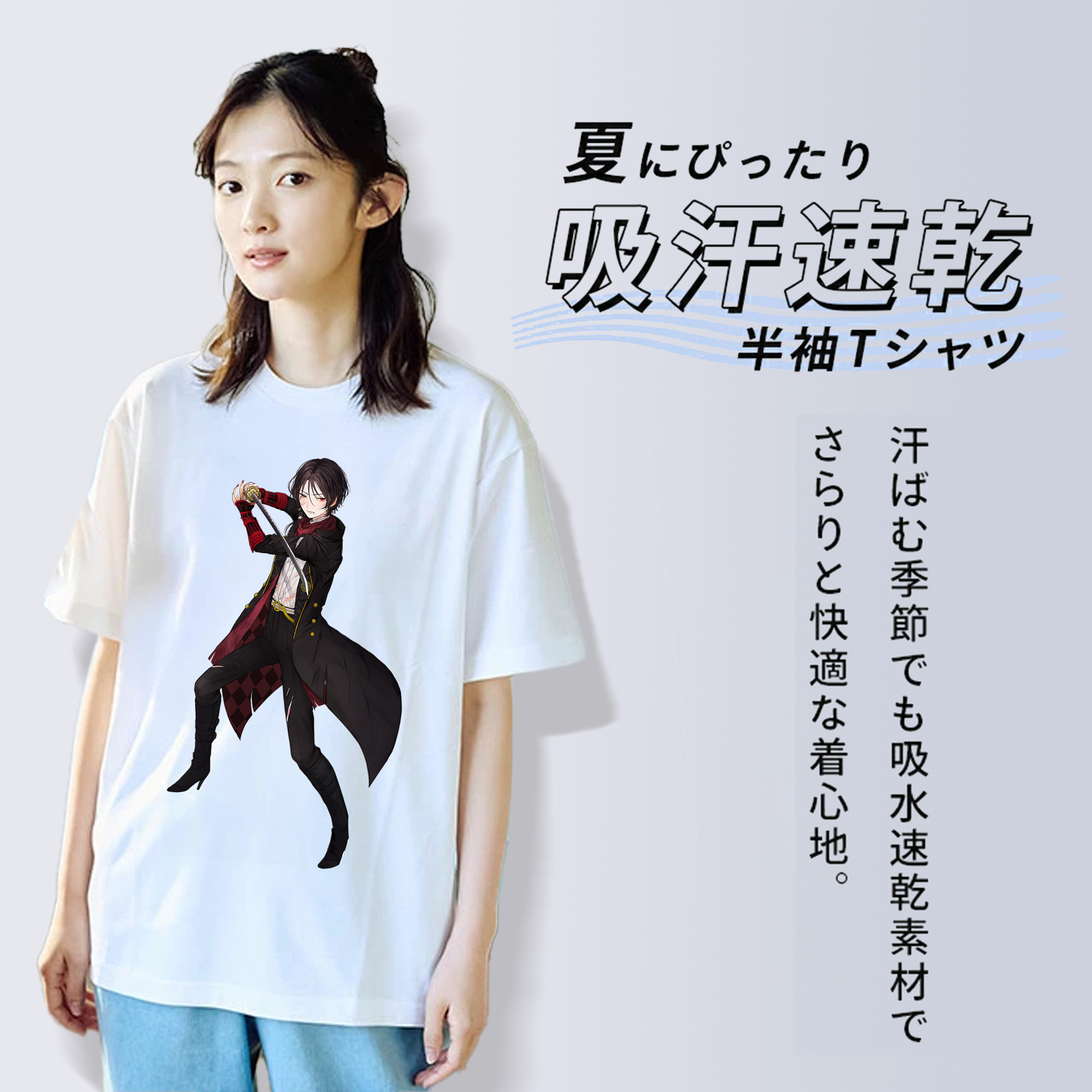 刀剣乱舞 Touken Ranbu レディースカジュアルプリントTシャツ（綿100％）