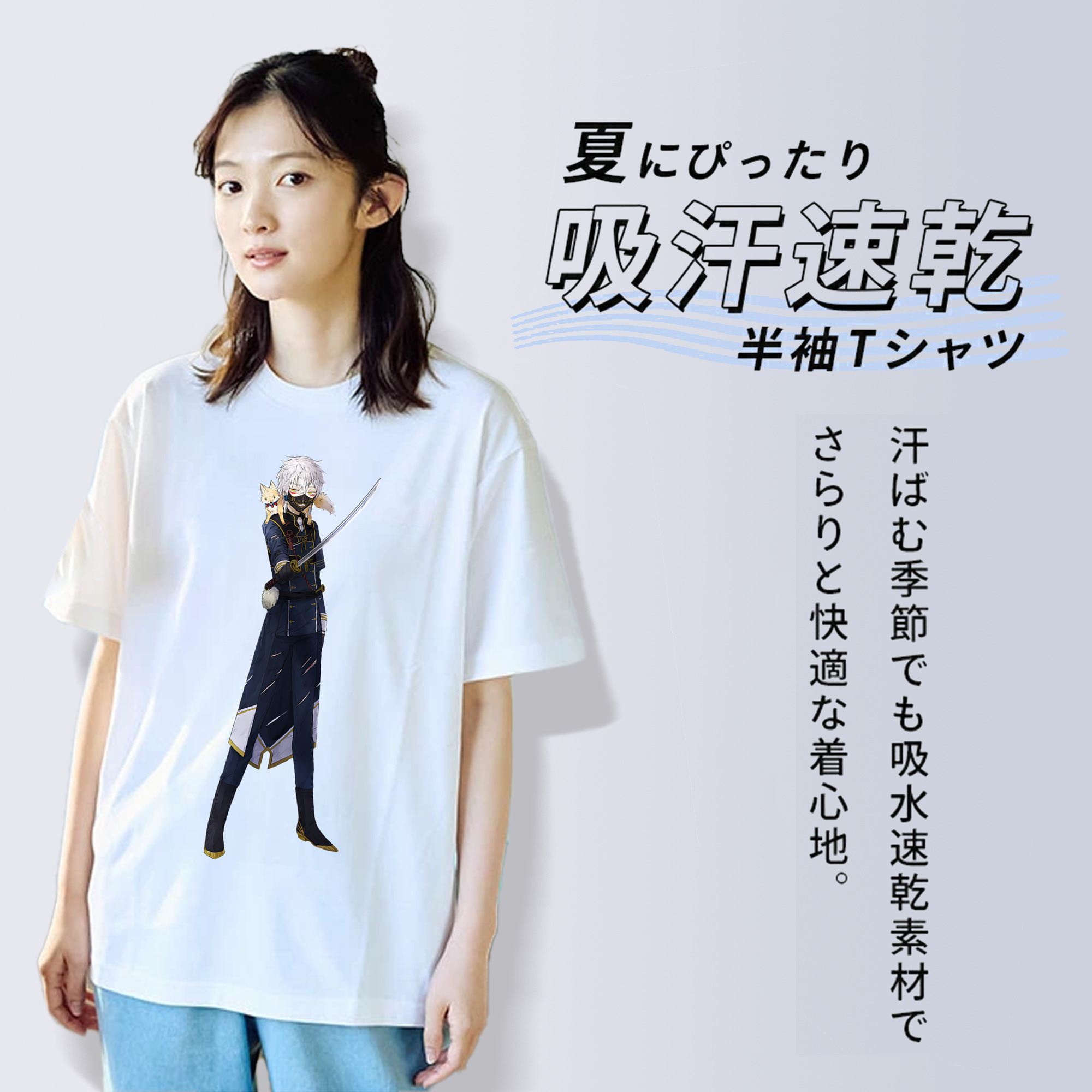刀剣乱舞 Touken Ranbu レディースカジュアルプリントTシャツ（綿100％）