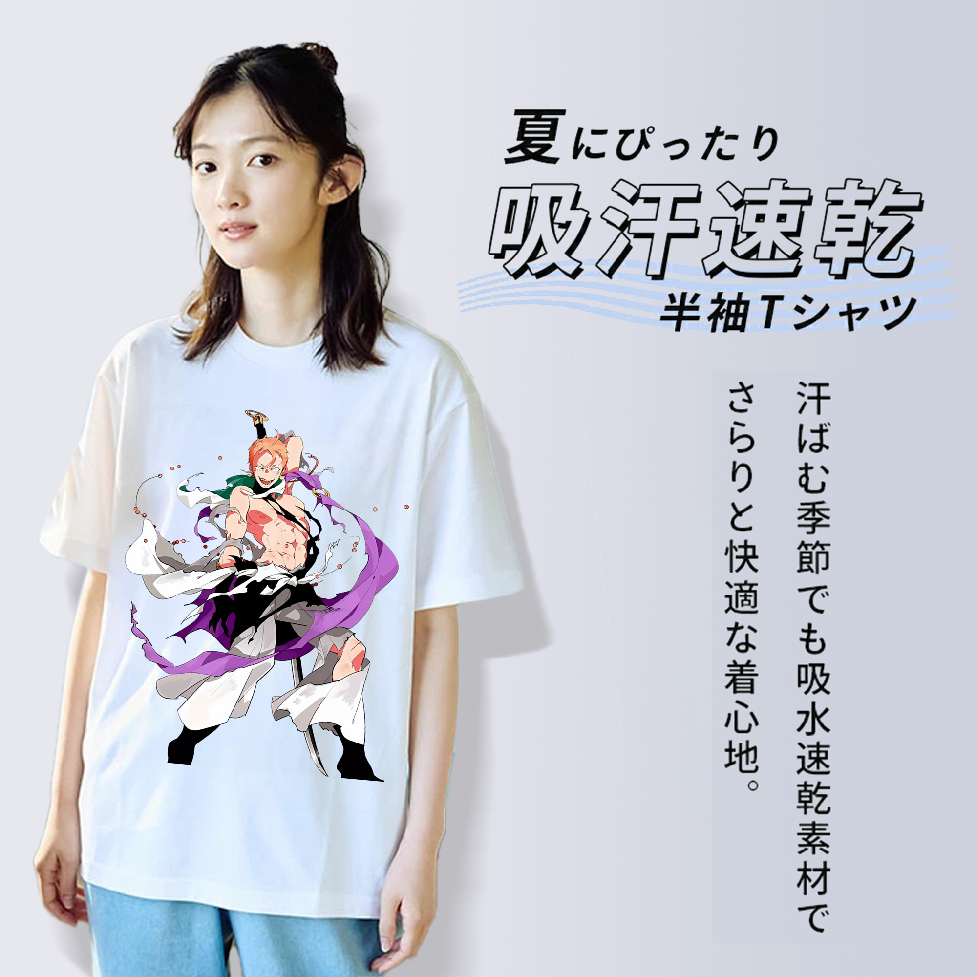 刀剣乱舞 Touken Ranbu レディースカジュアルプリントTシャツ（綿100％）