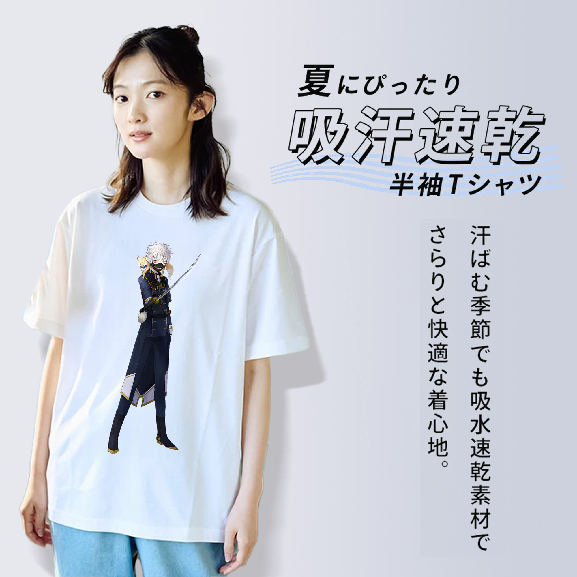 刀剣乱舞 Touken Ranbu レディースカジュアルプリントTシャツ（綿100％）