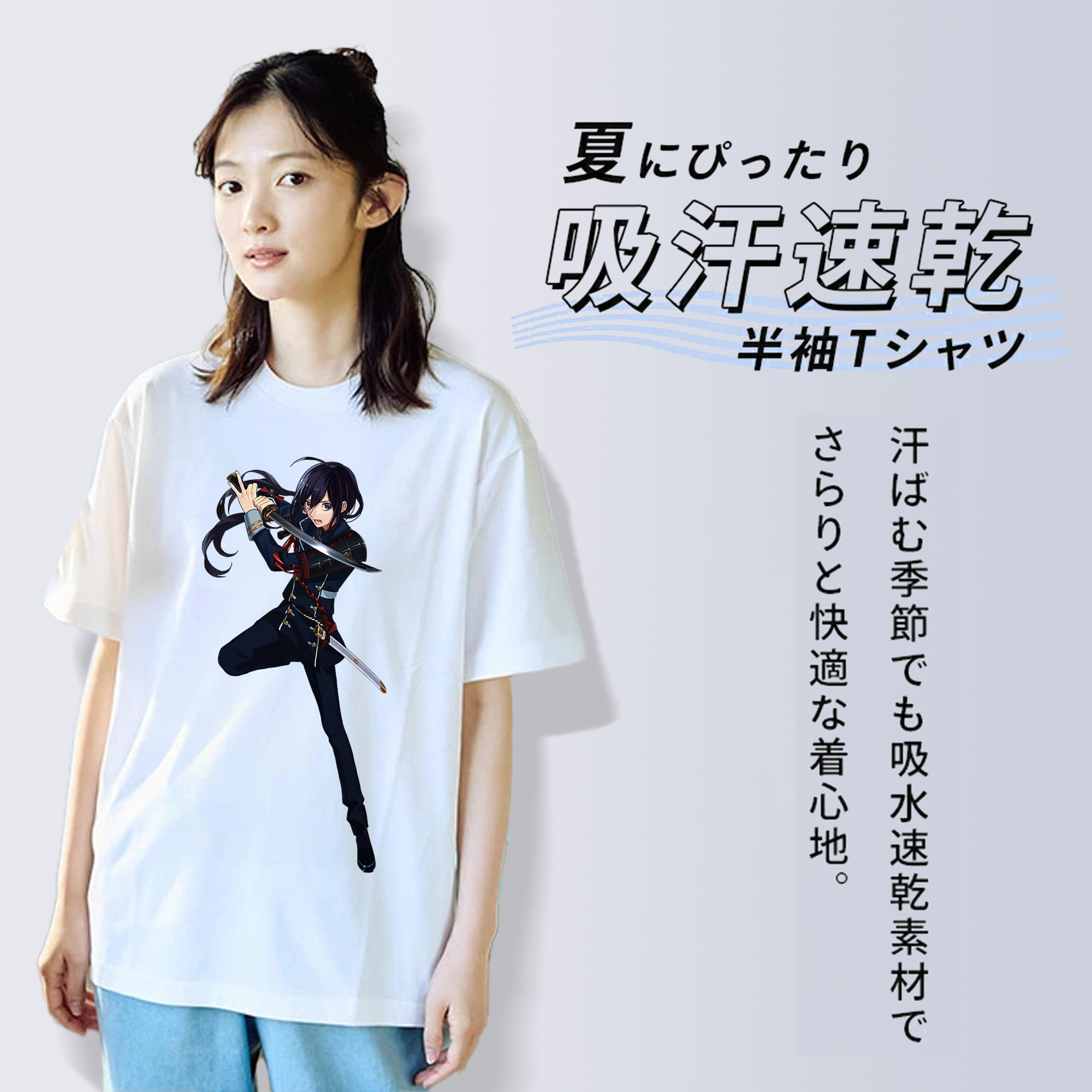 刀剣乱舞 Touken Ranbu レディースカジュアルプリントTシャツ（綿100％）