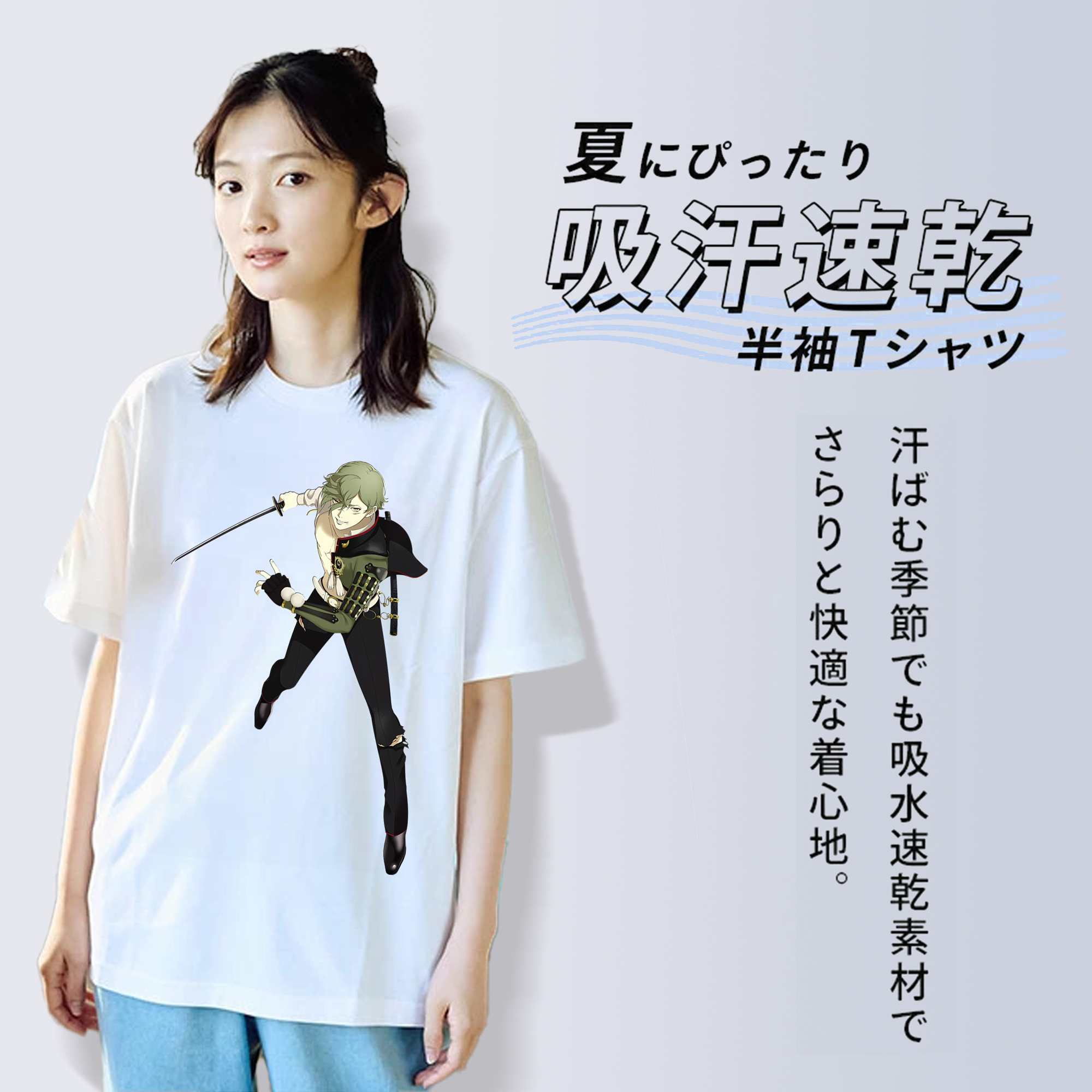 刀剣乱舞 Touken Ranbu レディースカジュアルプリントTシャツ（綿100％）