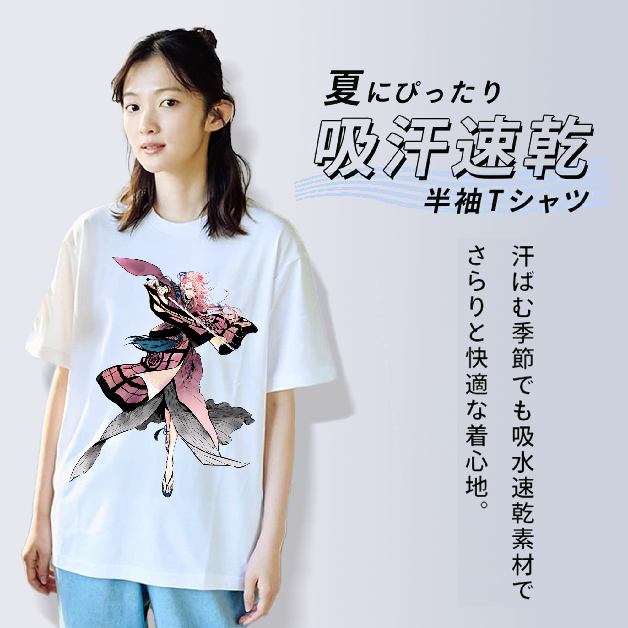 刀剣乱舞 Touken Ranbu レディースカジュアルプリントTシャツ（綿100％）