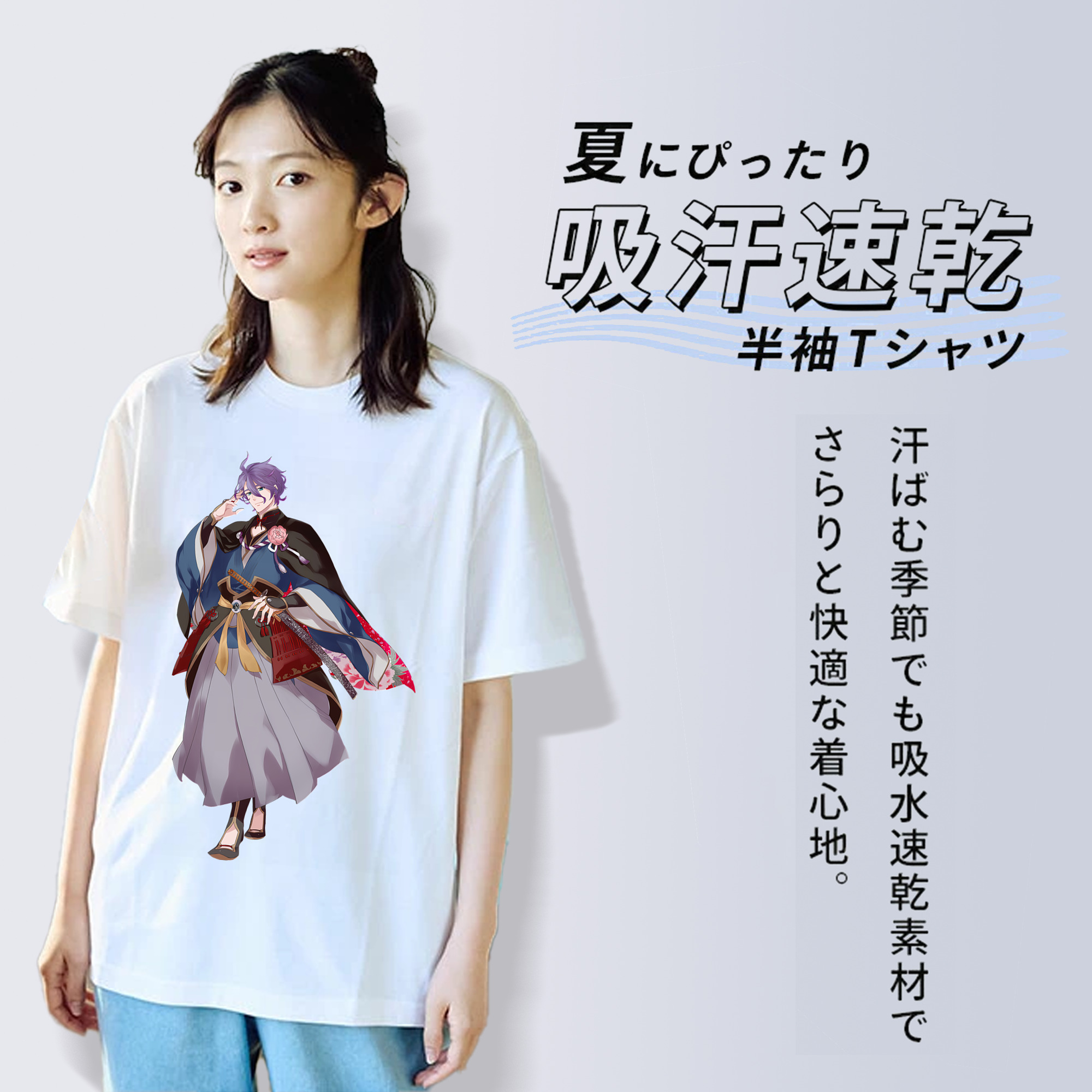 刀剣乱舞 Touken Ranbu レディースカジュアルプリントTシャツ（綿100％）