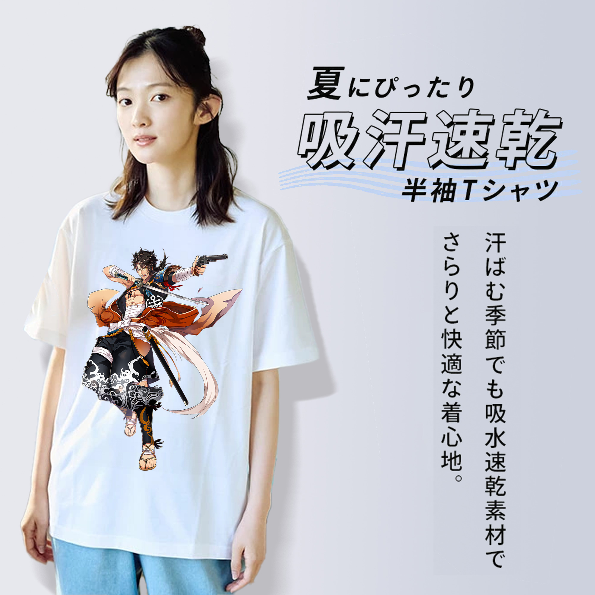刀剣乱舞 Touken Ranbu レディースカジュアルプリントTシャツ（綿100％）