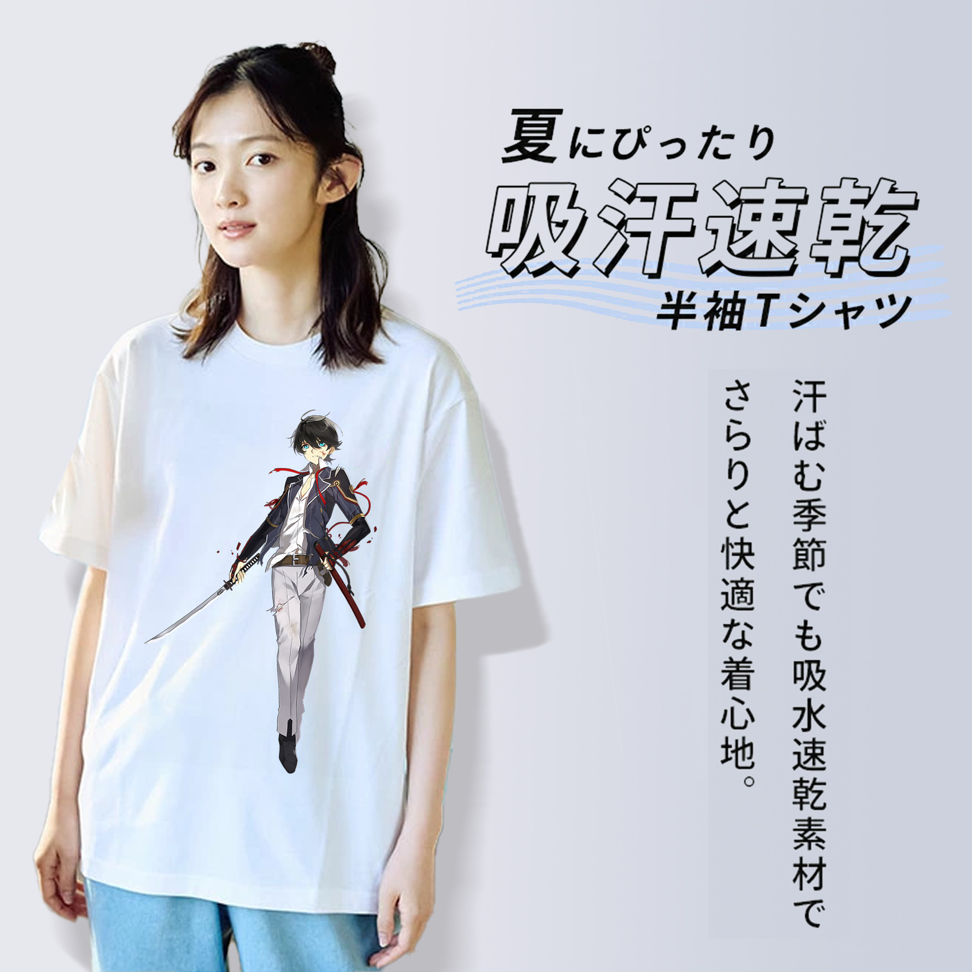 刀剣乱舞 Touken Ranbu レディースカジュアルプリントTシャツ（綿100％）