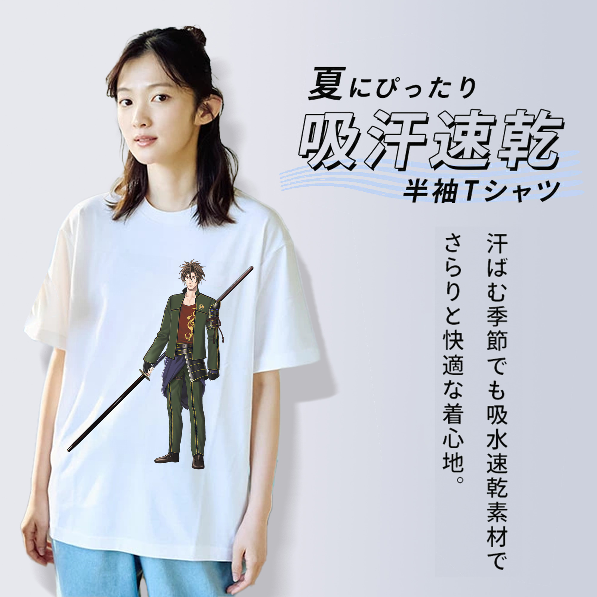 刀剣乱舞 Touken Ranbu レディースカジュアルプリントTシャツ（綿100％）