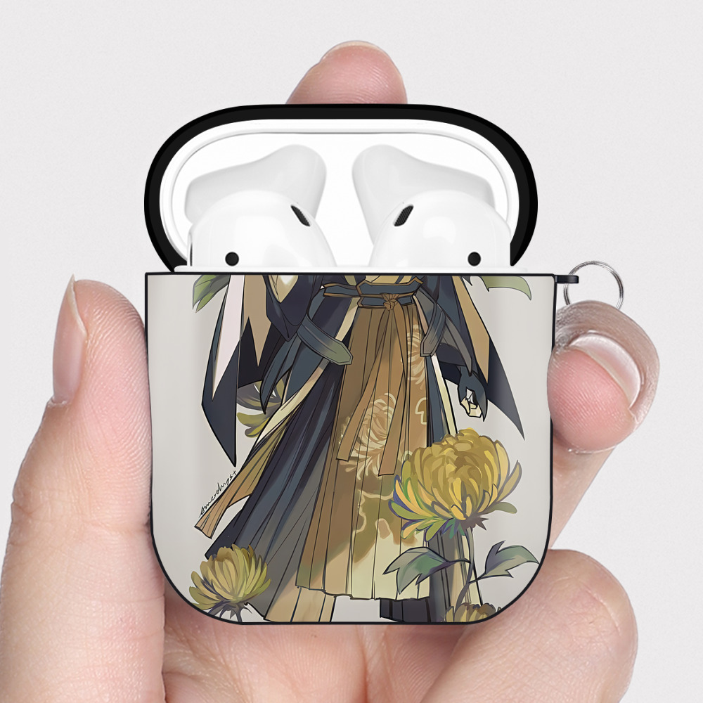 （画像用） 刀剣乱舞 Touken Ranbu AirPods 第2世代保護ケース ハードシェル ブラック 耐衝撃・防指紋・カラビナ付き