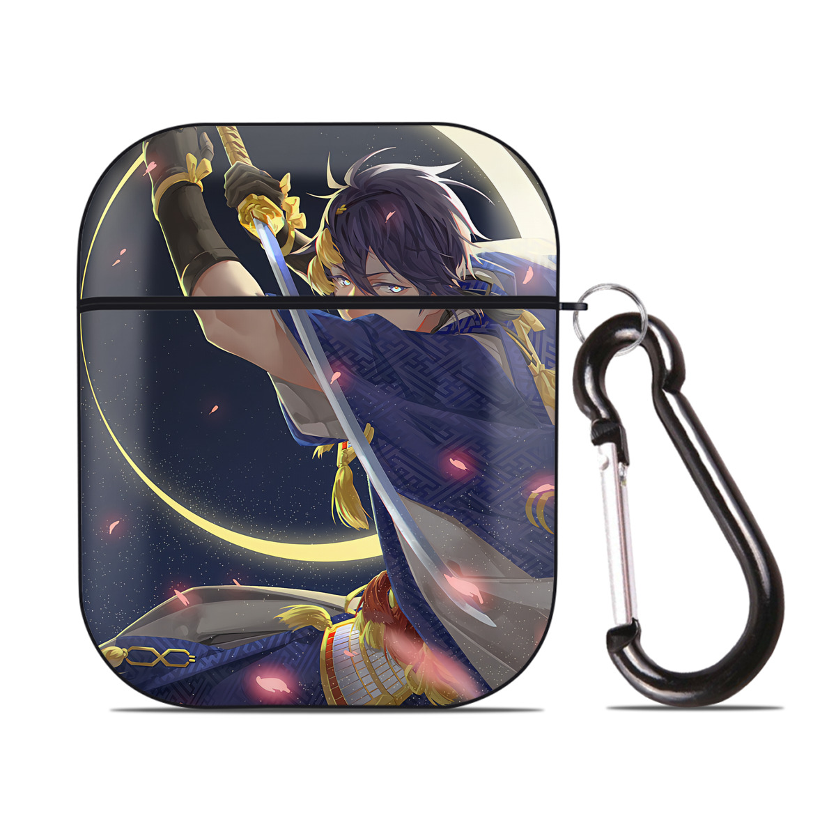 （画像用） 刀剣乱舞 Touken Ranbu AirPods 第2世代保護ケース ハードシェル ブラック 耐衝撃・防指紋・カラビナ付き