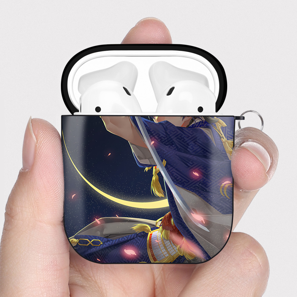 （画像用） 刀剣乱舞 Touken Ranbu AirPods 第2世代保護ケース ハードシェル ブラック 耐衝撃・防指紋・カラビナ付き