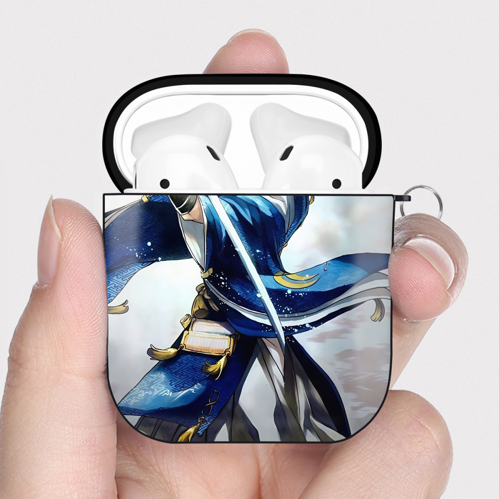 （画像用） 刀剣乱舞 Touken Ranbu AirPods 第2世代保護ケース ハードシェル ブラック 耐衝撃・防指紋・カラビナ付き