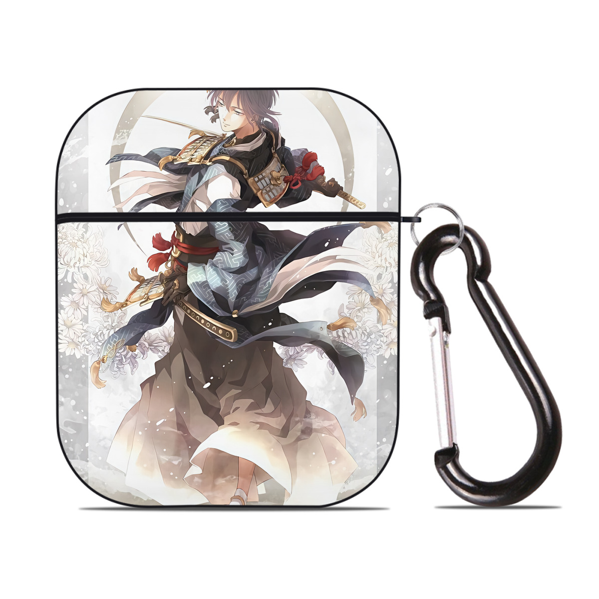 （画像用） 刀剣乱舞 Touken Ranbu AirPods 第2世代保護ケース ハードシェル ブラック 耐衝撃・防指紋・カラビナ付き