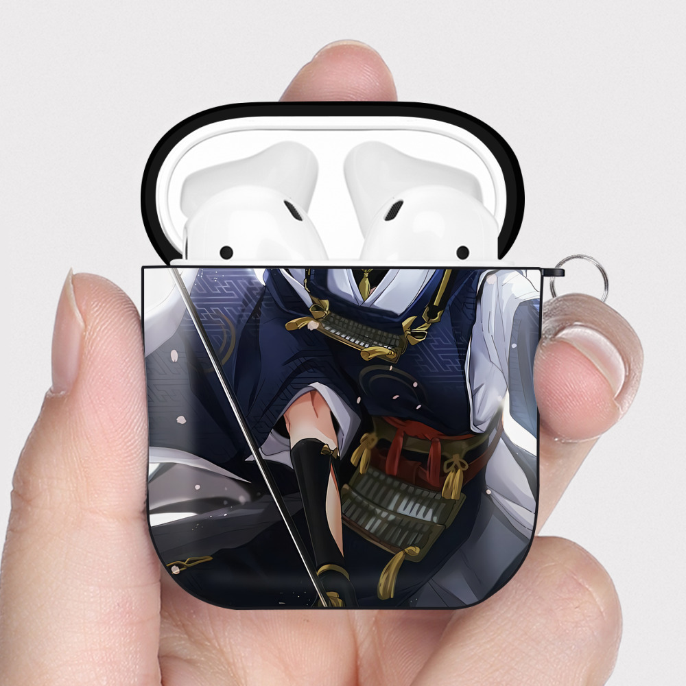 （画像用） 刀剣乱舞 Touken Ranbu AirPods 第2世代保護ケース ハードシェル ブラック 耐衝撃・防指紋・カラビナ付き