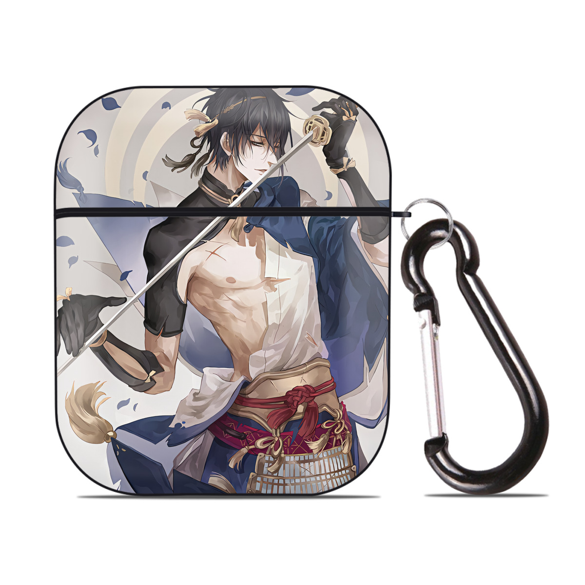 （画像用） 刀剣乱舞 Touken Ranbu AirPods 第2世代保護ケース ハードシェル ブラック 耐衝撃・防指紋・カラビナ付き