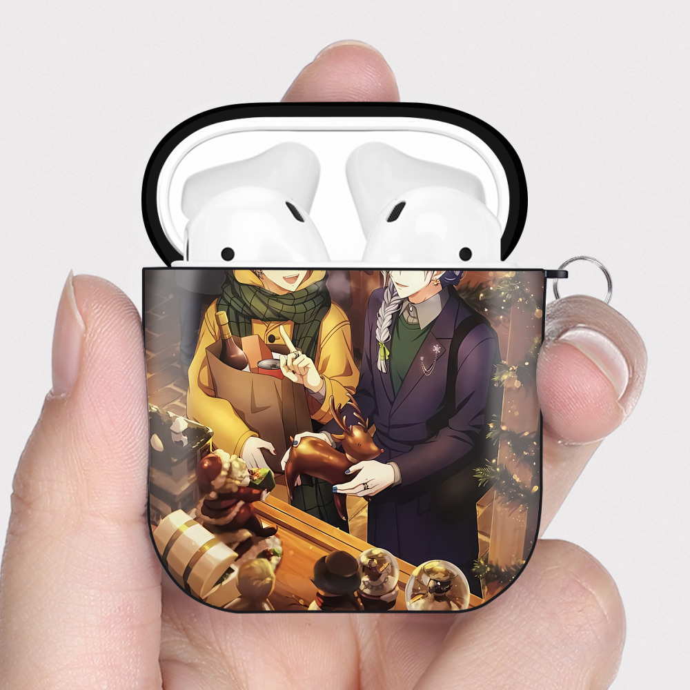 （画像用） 刀剣乱舞 Touken Ranbu AirPods 第2世代保護ケース ハードシェル ブラック 耐衝撃・防指紋・カラビナ付き