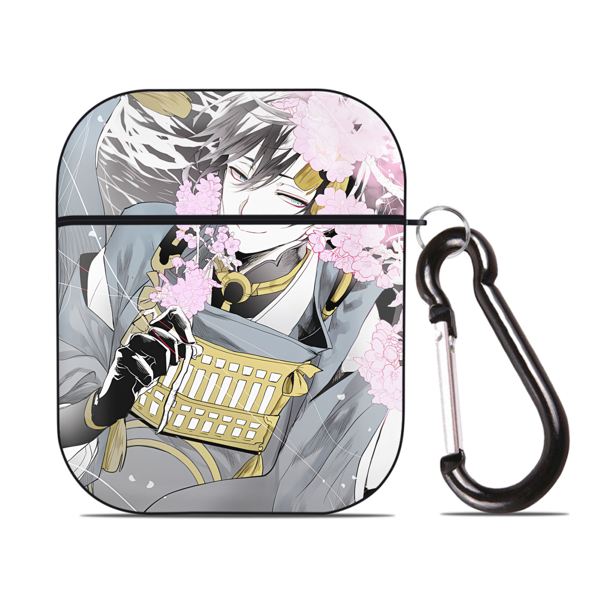 （画像用） 刀剣乱舞 Touken Ranbu AirPods 第2世代保護ケース ハードシェル ブラック 耐衝撃・防指紋・カラビナ付き