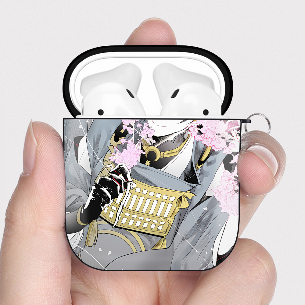 （画像用） 刀剣乱舞 Touken Ranbu AirPods 第2世代保護ケース ハードシェル ブラック 耐衝撃・防指紋・カラビナ付き