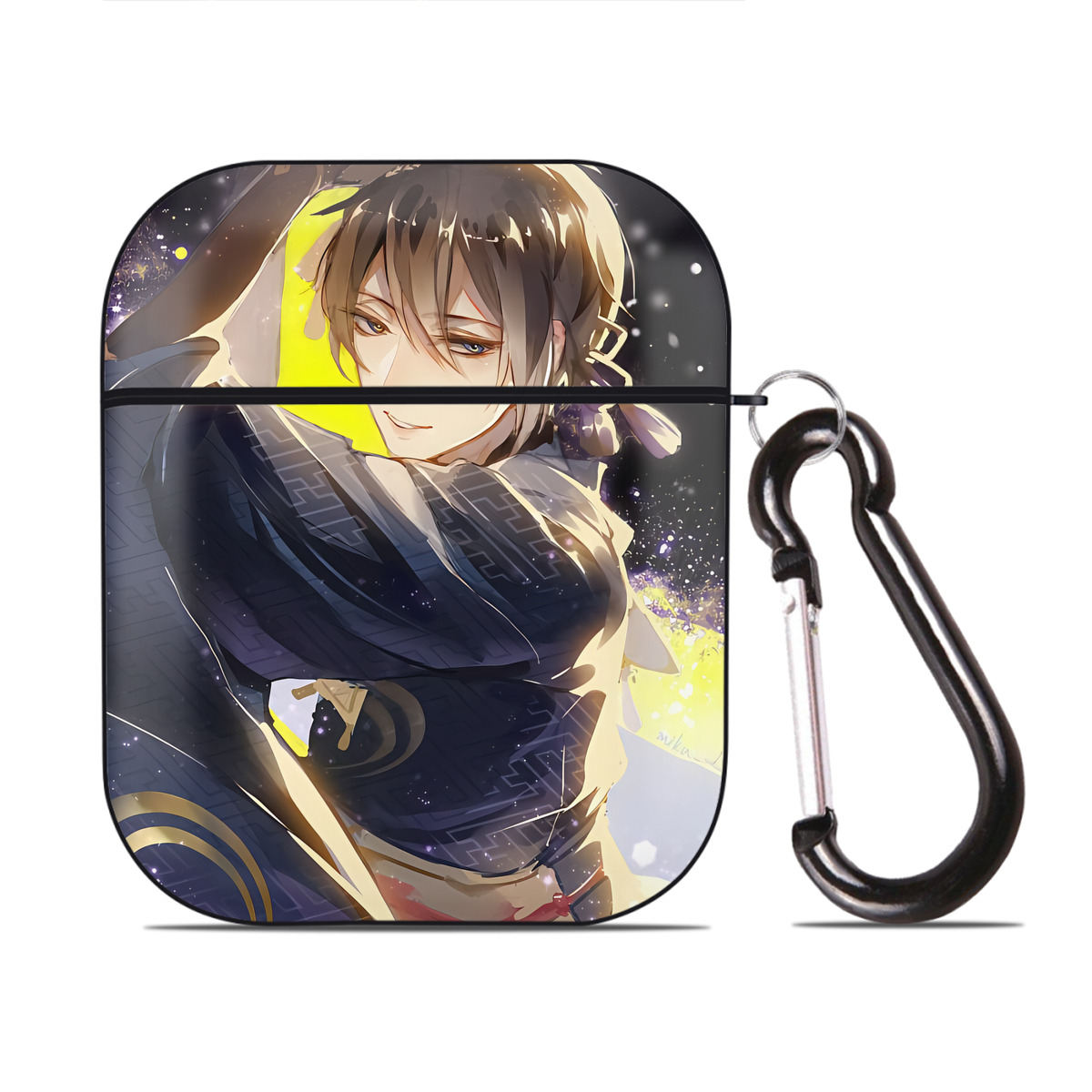 （画像用） 刀剣乱舞 Touken Ranbu AirPods 第2世代保護ケース ハードシェル ブラック 耐衝撃・防指紋・カラビナ付き