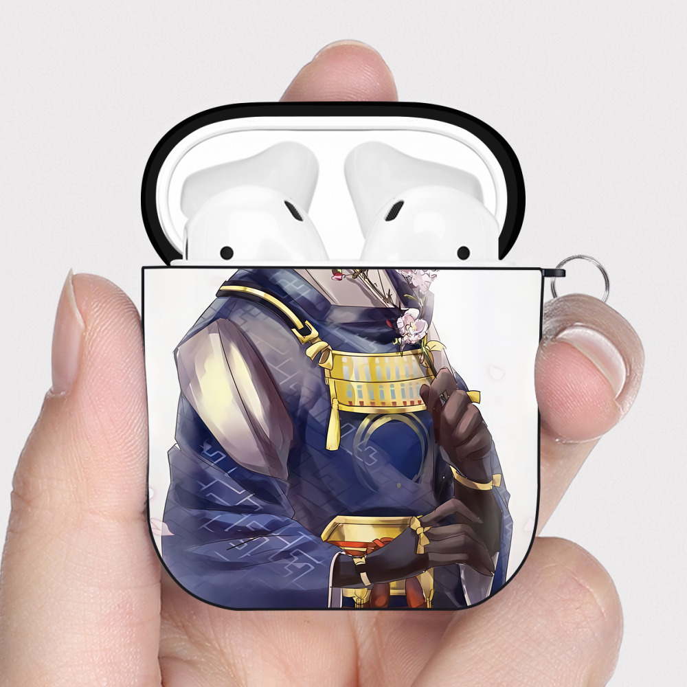 （画像用） 刀剣乱舞 Touken Ranbu AirPods 第2世代保護ケース ハードシェル ブラック 耐衝撃・防指紋・カラビナ付き