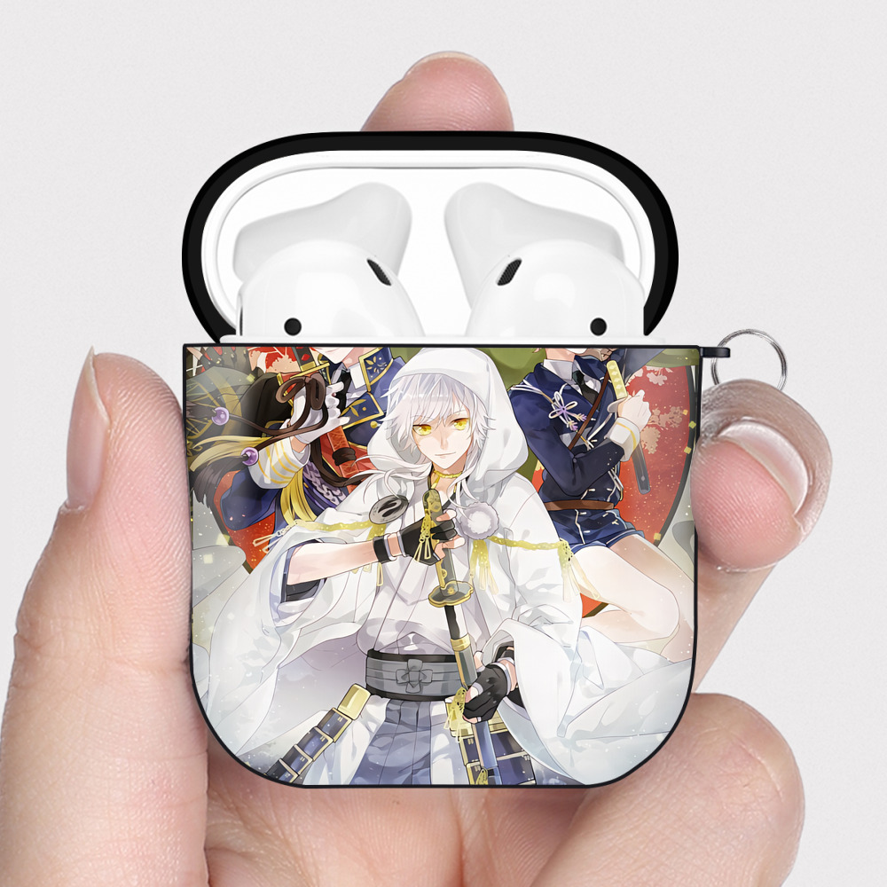 （画像用） 刀剣乱舞 Touken Ranbu AirPods 第2世代保護ケース ハードシェル ブラック 耐衝撃・防指紋・カラビナ付き