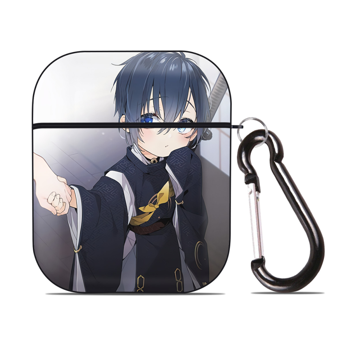 （画像用） 刀剣乱舞 Touken Ranbu AirPods 第2世代保護ケース ハードシェル ブラック 耐衝撃・防指紋・カラビナ付き