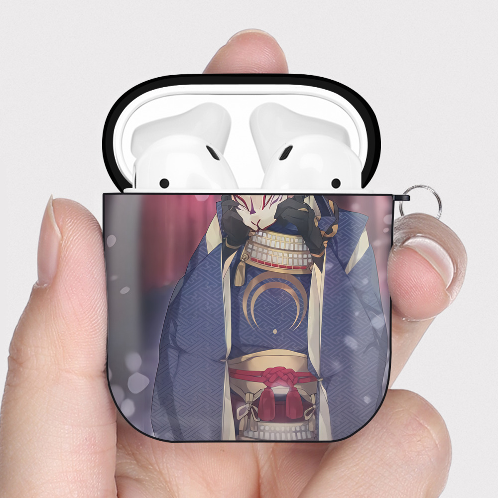 （画像用） 刀剣乱舞 Touken Ranbu AirPods 第2世代保護ケース ハードシェル ブラック 耐衝撃・防指紋・カラビナ付き
