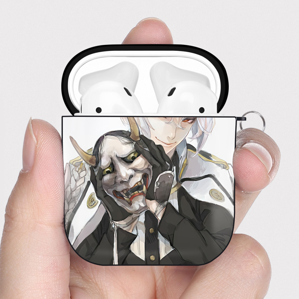 （画像用） 刀剣乱舞 Touken Ranbu AirPods 第2世代保護ケース ハードシェル ブラック 耐衝撃・防指紋・カラビナ付き