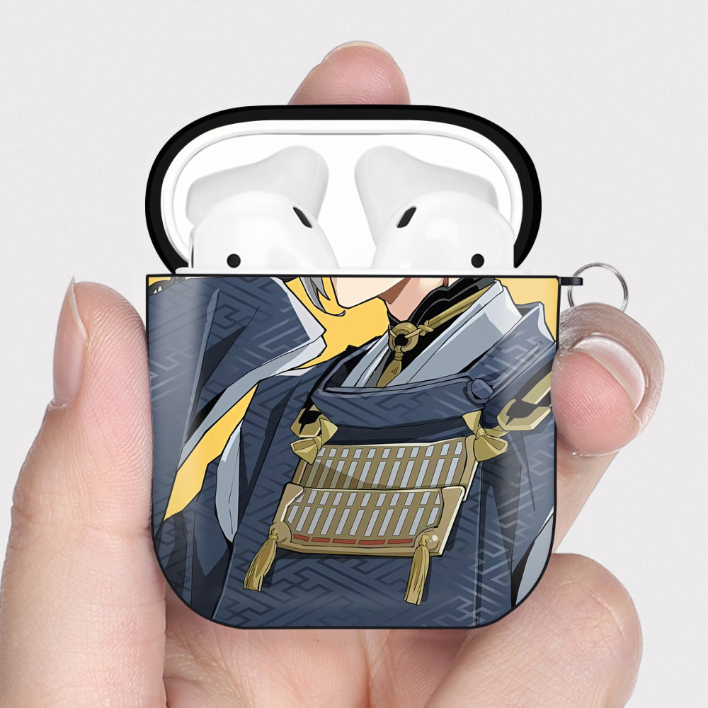 （画像用） 刀剣乱舞 Touken Ranbu AirPods 第2世代保護ケース ハードシェル ブラック 耐衝撃・防指紋・カラビナ付き