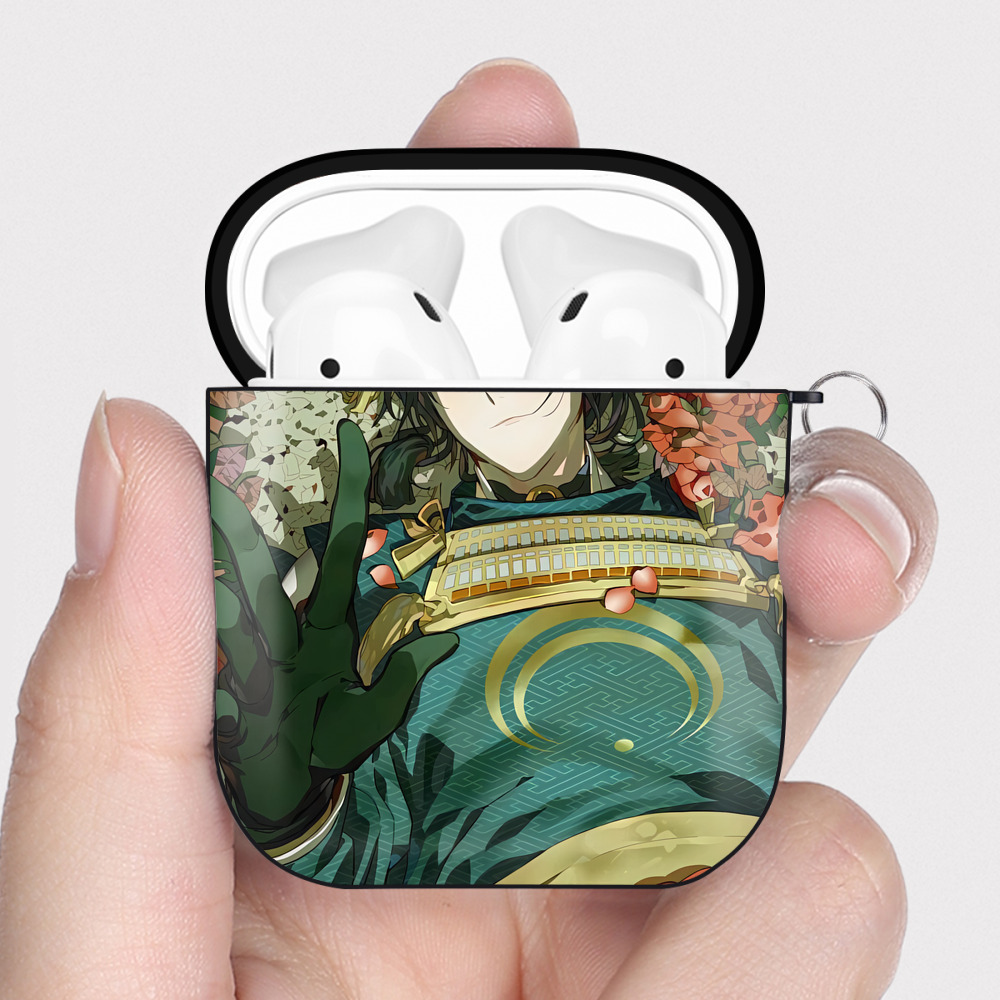 （画像用） 刀剣乱舞 Touken Ranbu AirPods 第2世代保護ケース ハードシェル ブラック 耐衝撃・防指紋・カラビナ付き