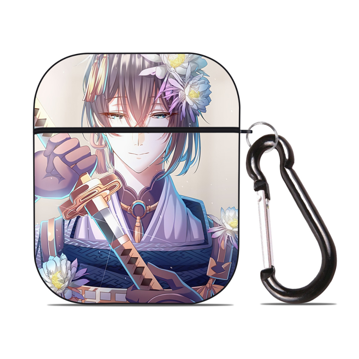 （画像用） 刀剣乱舞 Touken Ranbu AirPods 第2世代保護ケース ハードシェル ブラック 耐衝撃・防指紋・カラビナ付き