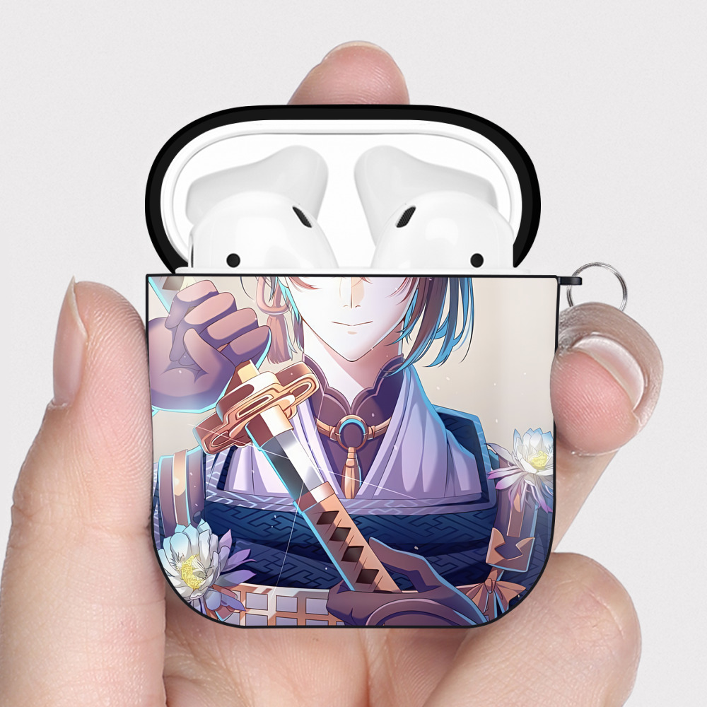 （画像用） 刀剣乱舞 Touken Ranbu AirPods 第2世代保護ケース ハードシェル ブラック 耐衝撃・防指紋・カラビナ付き