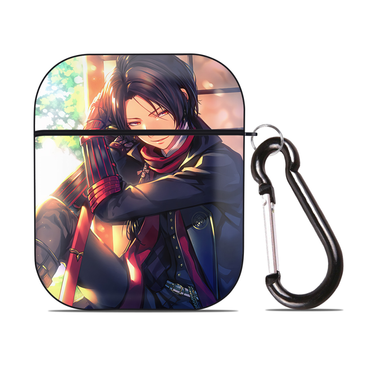 （画像用） 刀剣乱舞 Touken Ranbu AirPods 第2世代保護ケース ハードシェル ブラック 耐衝撃・防指紋・カラビナ付き